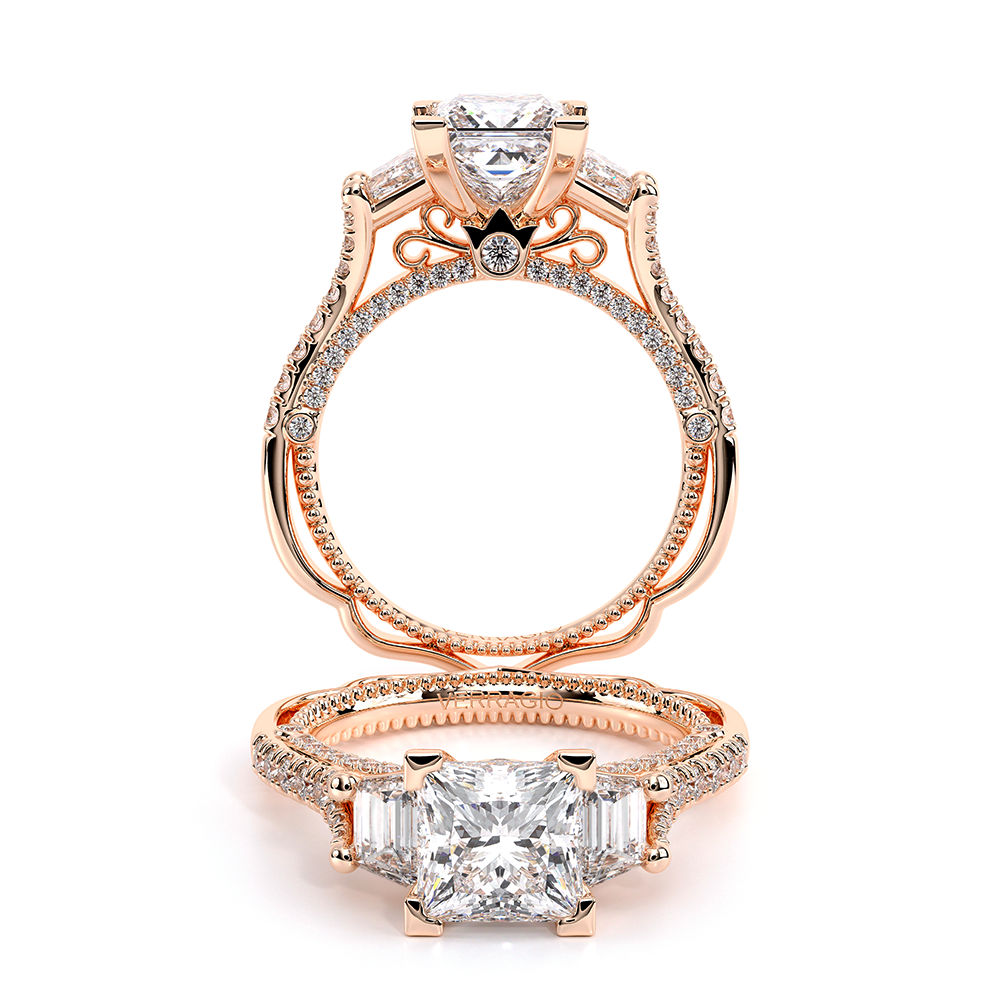 Venetian-5086p-18k Rose Gold Princess  Engagement Ring