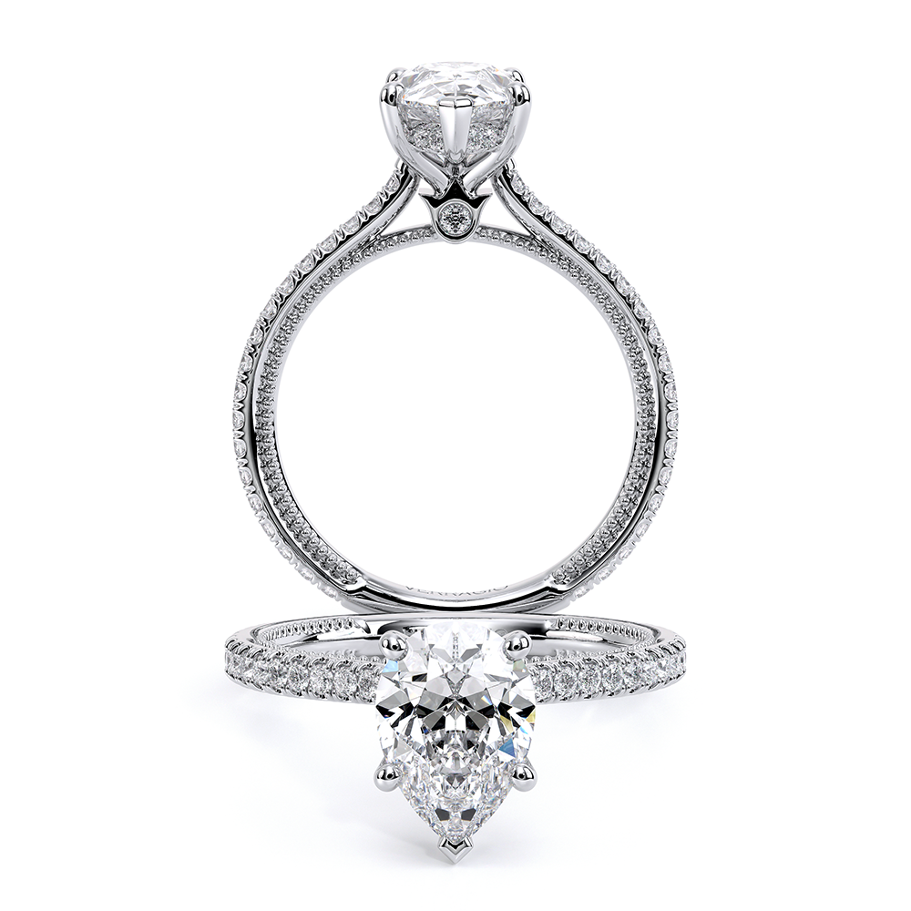 Renaissance-992ps13-Platinum Pear Pave Engagement Ring