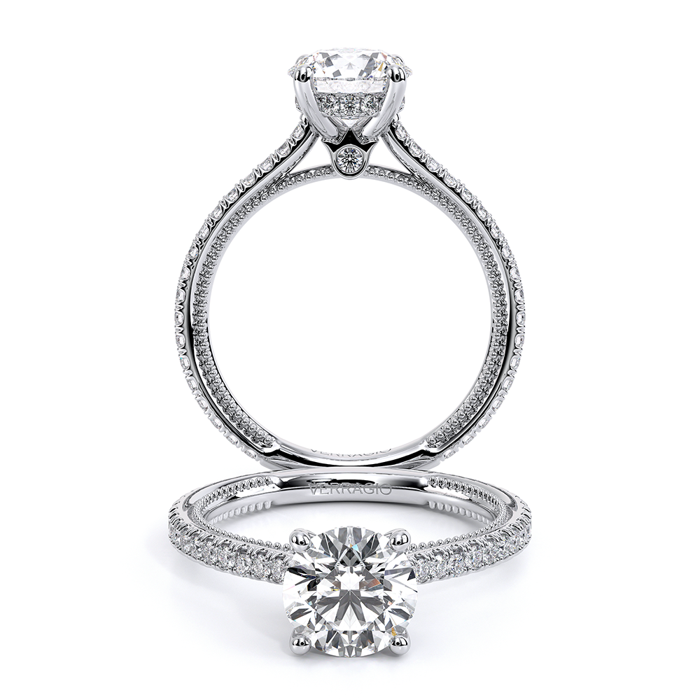 Renaissance-992r13-Platinum Round Pave Engagement Ring