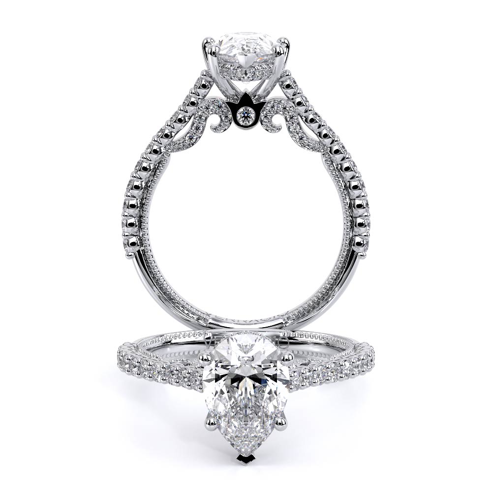 Insignia-7111ps-Platinum Pear Pave Engagement Ring