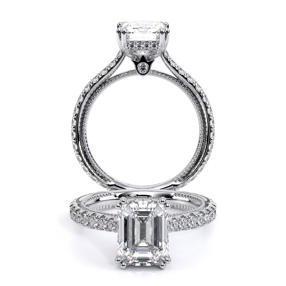 Renaissance-992em17-Platinum Emerald Pave Engagement Ring